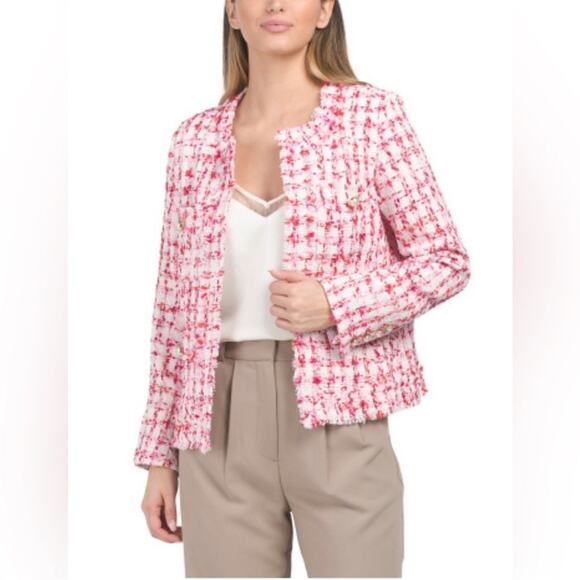 NWT Nanette Lepore Mojave Boucle Tweed Textured Open Blazer Jacket Size 12 - Picture 1 of 9